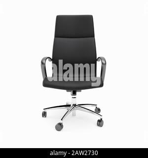 Office chair, cut out - A black executive leather office chair on a white background Stock Photo