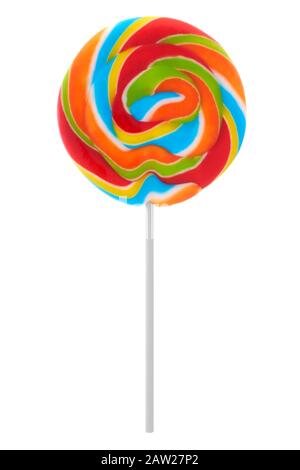 Round lollipop on white background Stock Photo