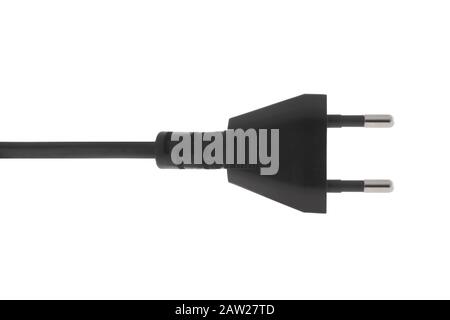 European 2 pin mains power cable on white background Stock Photo