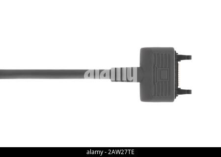 Sony Ericsson mobile phone charger cable on white background Stock Photo