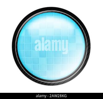 blue aqua button with carbon ring shaded with squares Stock Photo