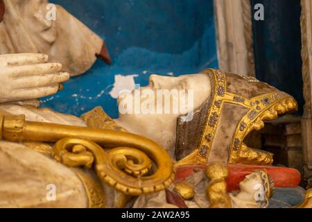 The sarcophagus of a bishop of Chichester inside a cathedral Stock Photo