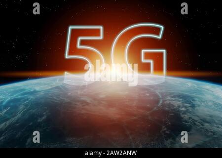 5G network technology space concept. Stock Photo