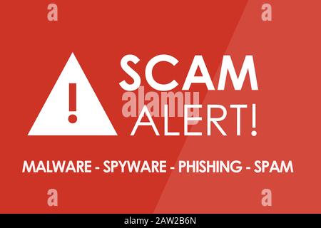 SCAM Alert concept - white letters and triangle with exclamation mark Stock Photo