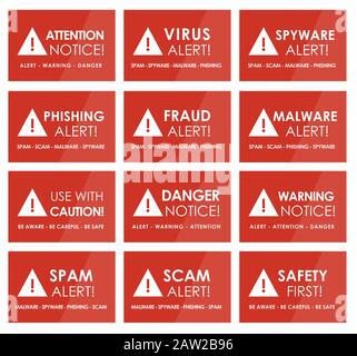Alert / Notice sticker concept - white letters and triangle with exclamation mark Stock Photo