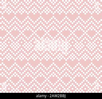 Valentine’s Day Fair Isle Seamless Pattern - This is a heart shape fair isle pattern suitable for Valentine’s Day, print designs, fashion textiles Stock Vector