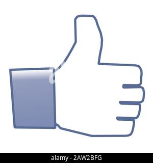Stuttgart, Germany - Novemeber 08, 2013: Facebook like thumb up isolated on white background for e-business, web sites, mobile applications, banners, Stock Photo