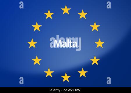 Illustration of European Union flag - labeled with Malta Stock Photo
