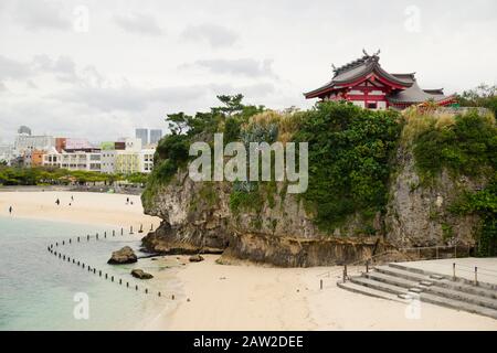 Naminoue Shrine and Naminoue Beach, Naha City, Okinawa, Japan Stock Photo