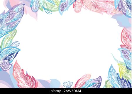 Vector Feather Tribal Boho Ornament Card Template Stock Vector