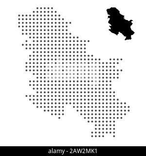 Serbia map dotted on white background vector isolatedI.llustration for technology design or infographics. Isolated on white background. Travel illustra Stock Vector