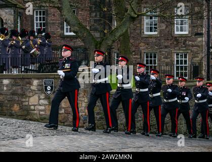 Edinburgh Castle, Edinburgh, Scotland, United Kingdom. 06th Feb, 2020. 21 Gun Salute: The salute by the 26 Regiment Royal Artillery marks the occasion of the Queen's accession to the throne on 6th February 1952, 68 years ago Stock Photo