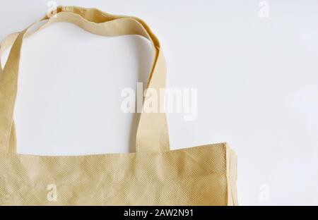 fabric and plastic bag optional for environment concern on white background Stock Photo