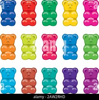 vector gummy bear candies isolated on white background Stock Vector