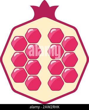 vector pomegranate cut icon. garnet fruit half isolated on white background. flat style graphic illustration. Stock Vector