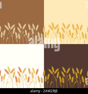 vector collection of seamless repeating wheat backgrounds Stock Vector