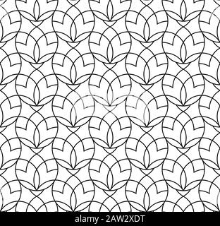 Seamless geometric ornament based on arabic art.Black and white lines.Great design for fabric,textile,cover,wrapping paper,background,laser cutting.Av Stock Vector