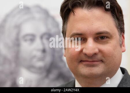 06 February 2020, Lower Saxony, Göttingen: Tobias Wolff, Managing Director of the Festival, at a press conference on 100 years of the Göttingen International Handel Festival. The Handel Festival runs from 20.05.2020 to 01.06.2020. Photo: Swen Pförtner/dpa Stock Photo