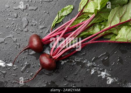 Fresh harvested beetroot on stone background Stock Photo
