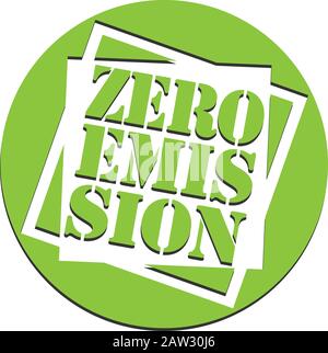 green round zero emission label or stamp vector illustration Stock Vector