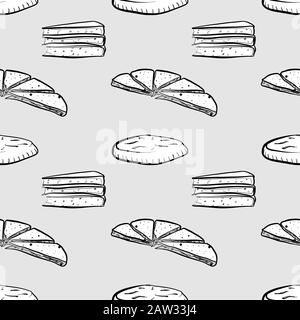 Baba seamless pattern greyscale drawing. Useable for wallpaper or any sized decoration. Handdrawn Vector Illustration Stock Vector
