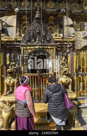 Patan, Nepal - 24 January 2020: golden temple at Patan near Kathmandu on Nepal Stock Photo