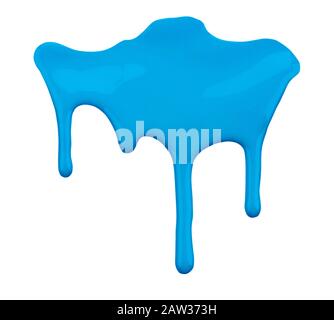 blue paint dripping isolated on white Stock Photo