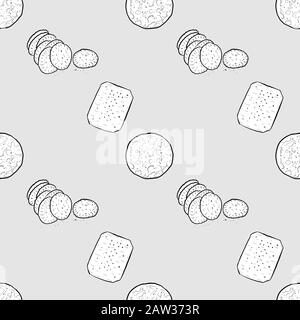 Cracker seamless pattern greyscale drawing. Useable for wallpaper or any sized decoration. Handdrawn Vector Illustration Stock Vector