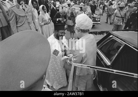 Royal Family visits Holy Trinity Cathedral in Addis Ababa No. 18, 19, 20:. Queen Juliana says goodbye patriarch Aba Habe Tema Rian, 21:. $ Date: January 28, 1969 Location: Addis Ababa, Ethiopia Keywords: GOODBYE, families, queens Person Name: Aba Habe Tema Rian, Juliana (queen Netherlands)