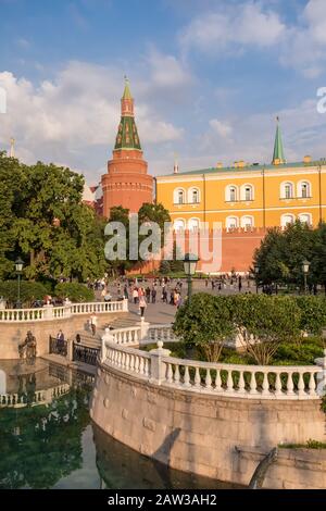 The Kremlin Corner Arsenal (Uglovaya Arsenalanya) Tower viewed from Alexander Gardens, Moscow , Russia. Stock Photo