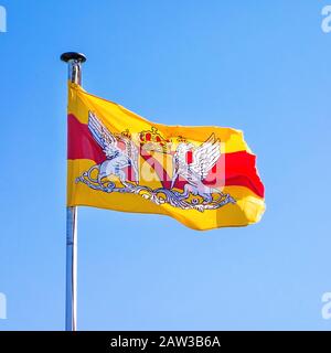 Waving Baden flag on a sunny day, blue sky Stock Photo - Alamy