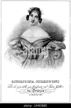 1835 , Venezia , ITALY : The celebrated italian Opera soprano GIUSEPPINA STREPPONI ( 1815 - 1897 ) , aged 20 , married to music composer GIUSEPPE VERD Stock Photo