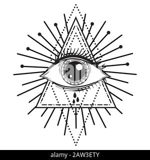 Vector Illustration of an All-Seeing Occult or Masonic Eye Stock Vector
