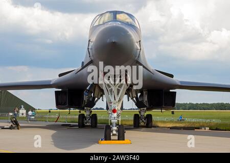 BERLIN, GERMANY - JUNE 2, 2016: US Air Force strategic bomber B-1B Lancer on display at the Exhibition ILA Berlin Air Show. Stock Photo