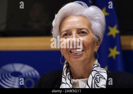 Brussels, Belgium. 6th Feb, 2020. European Central Bank President Christine Lagarde testifies before the European Parliament's Economic and Monetary Affairs Committee Credit: ALEXANDROS MICHAILIDIS/Alamy Live News Stock Photo