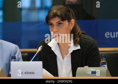 Brussels, Belgium. 6th Feb, 2020. Presentation of the state of play by Laura Codruta KOVESI, EU Chief Prosecutor European Parliament's Committee on Civil Liberties. Credit: ALEXANDROS MICHAILIDIS/Alamy Live News Stock Photo