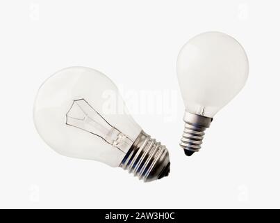 Light bulb isolated on white background. Lamp with opaque glass. Stock Photo