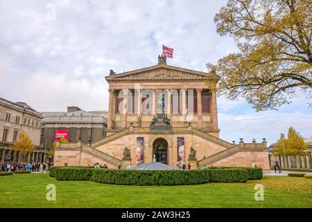 Berlin, Germany - October 26, 2013: Exterior view of Alte Nationalgalerie (Old National Gallery) on the Museumsinsel in Berlin-Mitte. The Pergamon mus Stock Photo