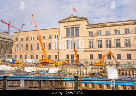 Berlin, Germany - October 26, 2013: Construction area in front of the New Museum (Neues Museum) in Berlin-Mitte, Museumsinsel. Stock Photo