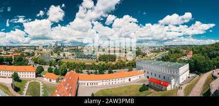 Vilnius, Lithuania. Modern City And Part Of Old Town. Behind New Arsenal At Northern Foot Of Castle Hill, One Can Spot Foundation Of Church Of St. Ann Stock Photo