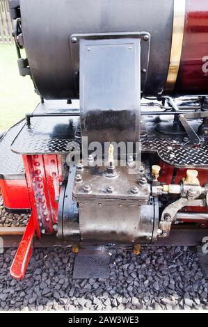 Detail shots of the engine used to pull the Brecon Mountain Railway carriages. Stock Photo