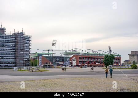 Hamburg, Germany - June 7, 2014: Stadium Millerntor, soccer arena of the Bundesliga Club FC St. Pauli. Stock Photo