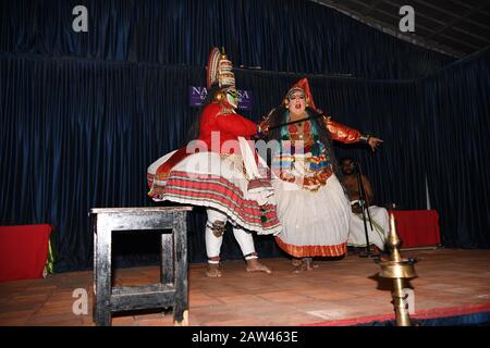 Navarasa Kathakali Centre, Thekkady, Classical Indian dance from the southwestern region of India Stock Photo