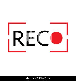 Recording sign, red panel, rec, vector symbol isolated on white background . Stock Vector