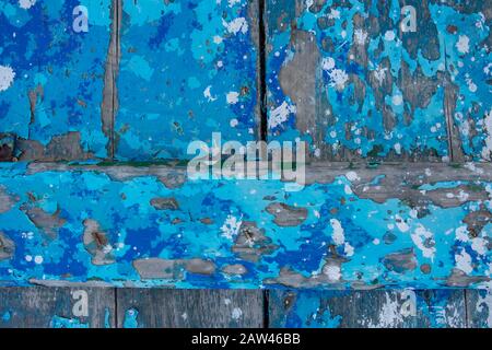 Old decaped wooden door, Cyclades. Greece Stock Photo