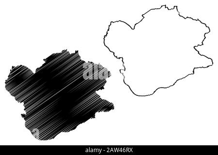 South Banat District (Republic of Serbia, Districts in Vojvodina) map vector illustration, scribble sketch South Banat map Stock Vector