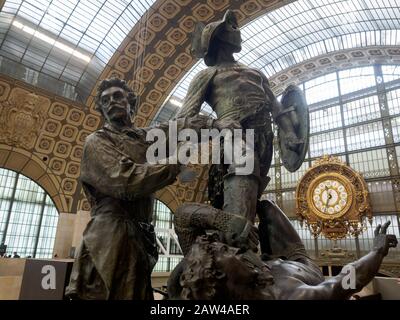 Paris, France - March 19 2019.  Interior of the Musee d'Orsay in Paris, France. The museum houses the largest collection of impressionist and post-imp Stock Photo