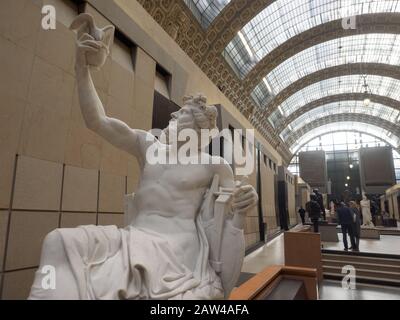 Paris, France - March 19 2019.  Interior of the Musee d'Orsay in Paris, France. The museum houses the largest collection of impressionist and post-imp Stock Photo