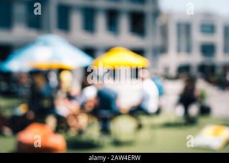 Blur image of Wellington City waterfront view in the capital of New Zealand Stock Photo