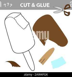 Cut and Paste Worksheet - Ice Cream. Cut and glue game for kids Stock Vector